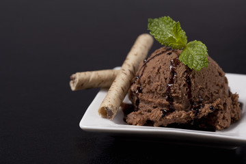 chocolate ice cream serving