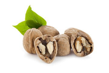 walnuts with leafs