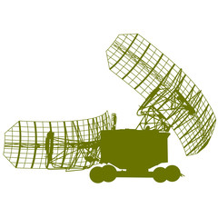 Silhouette  military radar dish. Vector illustration