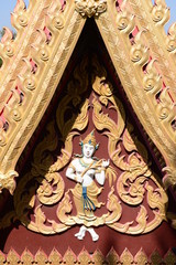 Thai art angel sculpture in Wat Mai Amphawan, Korat Thailand.