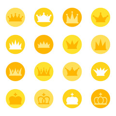 Set of royal crowns on color background, vector illustration
