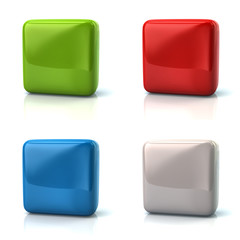 Set of blank green, red, blue and white square buttons