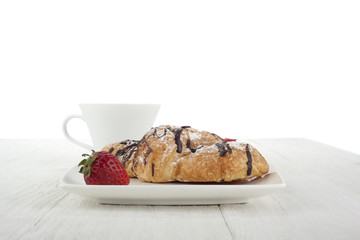 breakfast croissant and coffee