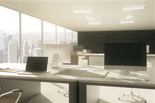Grey office workspace