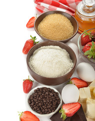 Ingredients for baking strawberries cake