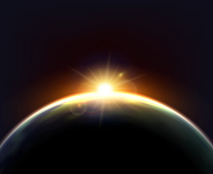 Globe Earth Sunlight Dark Background Poster 