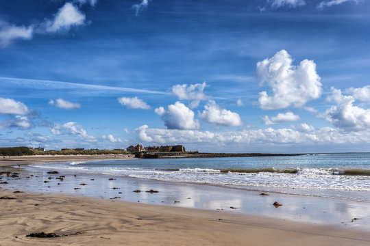 Beadnell beach on the Northumbrian coast of England