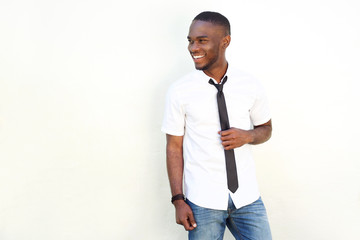 Trendy young man in white shirt and tie