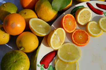 Fototapeta na wymiar Bergamotto, arancia, limone