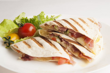 Tortilla on a plate close up