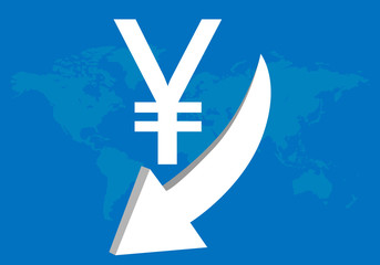 Obraz premium Yen - falling yen exchange rate. Vector illustration EPS10.