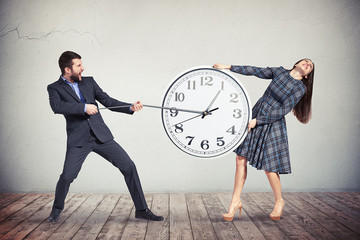 Man and woman are trying to slow down the time