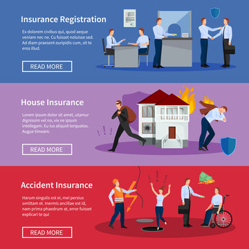 Personal And House Insurance Banners Set 