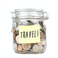 Savings money box coins stack thai baht with word 