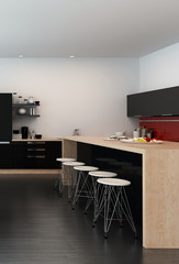 Modern bar counter in an open-plan kitchen