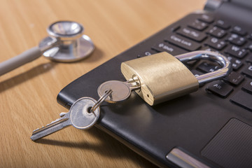 security lock on computer - computer security concept - selective focus