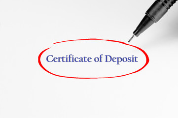 Certificate of Deposit on white paper - Business Concept