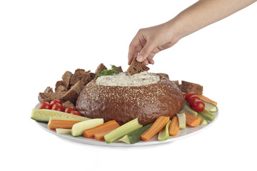 spinach dip on pumpernickel