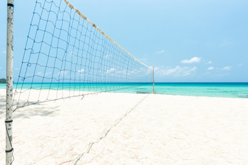 Volleyball net on the tropical beach