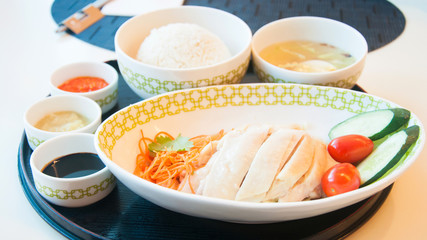Rice steamed with chicken soup, singapore