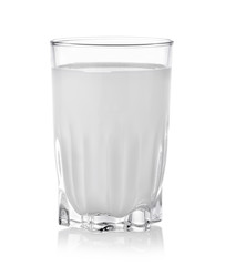 fresh milk in the glass on white background