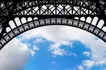 Close-up view on an arch of the Eiffel tower