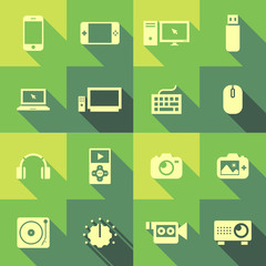 Vector Flat Icon Set - Electronic Gadgets
