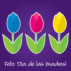 Spanish tulip Mother's Day card in vector format.