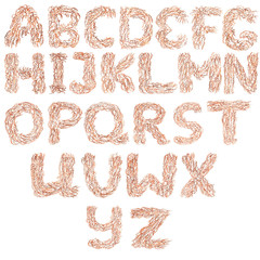 Drawn with oil pastels english alphabet