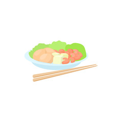 Traditional vietnamese food with chopsticks icon