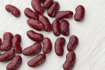 scattered wet red beans