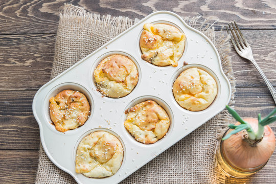 Potato muffins with chicken,cheese and Basil