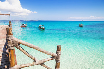 Beautiful bay on the tropical island of Zanzibar - obrazy, fototapety, plakaty