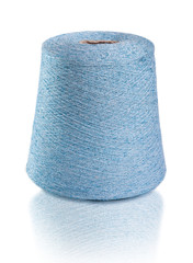 Spool of blue thread, isolated on white with a clipping path.