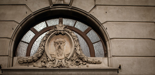relief above a door arch