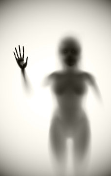 scary diffuse female silhouette realistic vector