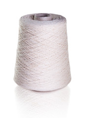White bobbin of thread, isolated on white with a clipping path.