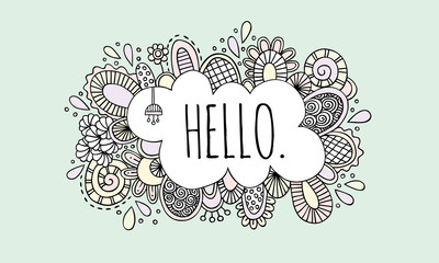 Hello Doodle Vector Lineart Pastel Colours