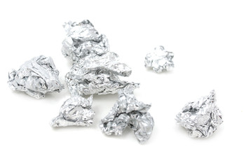 crumpled foil on a white background