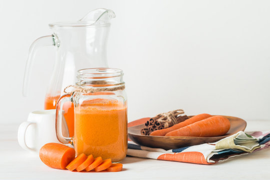Fresh carrot juice in a glass