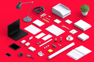 Set of variety blank office objects