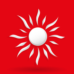 Sun on red background vector illustration