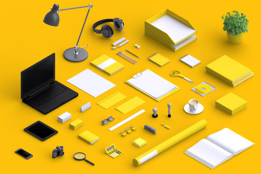 Set of variety blank office objects