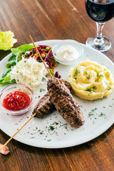 kebab with mashed potatoes