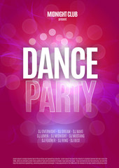 Dance Party Night Poster Background Template. Vector Illustration
