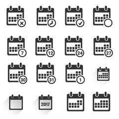 Calendar icon set  . Flat design . Vector Illustration