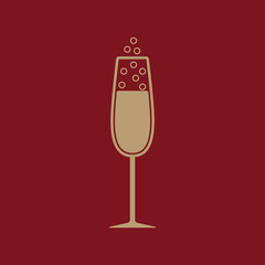 The glass of champagne icon. Wine symbol. Flat