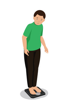 Standing on a weight scale vector flat design
