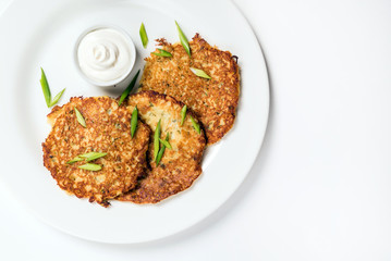 potato pancakes with sour cream