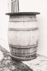 Fototapeta premium Wooden wine barrel outdoor